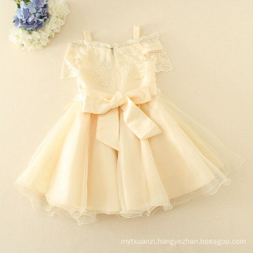 2017 baby girl party dress children frocks designs Lace Sexy Harness Apricot Lovely cotton net birthday party dresses